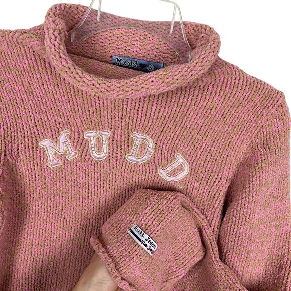 Mudd Y2K Salmon Pink Long Sleeve Mock Neck Cropped Cozy Sweater M - Picture 2 of 4